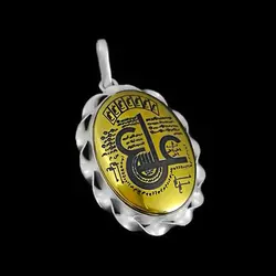 گردنبند حدید صینی نقره مردانه و زنانه بزرگ دست ساز طرح دورپیچ عین علی (ع) + حرز امام جواد (ع)