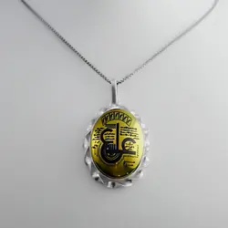 گردنبند حدید صینی نقره مردانه و زنانه بزرگ دست ساز طرح دورپیچ عین علی (ع) + حرز امام جواد (ع)