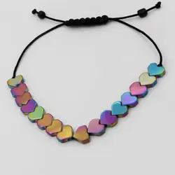 دستبند حدید صینی فانتزی دخترانه و پسرانه طرح فانتزی هفت رنگ قلب