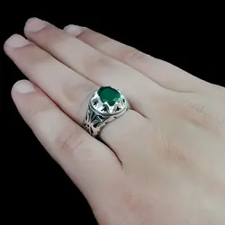 انگشتر زمرد هندی الماس تراش مردانه طرح رانین