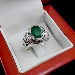 انگشتر زمرد هندی الماس تراش مردانه طرح رانین