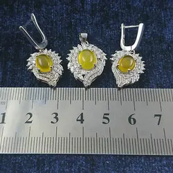 ست نقره زنانه طرح شکفته با نگین شرف شمس + حکاکی