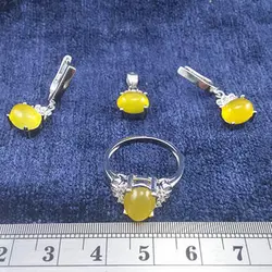 ست نقره زنانه طرح اقاقیا با نگین شرف شمس + حکاکی