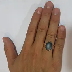 انگشتر نقره مردانه طرح ۴ چنگ با نگین حدید صینی+حکاکی ذکر امام صادق (ع)