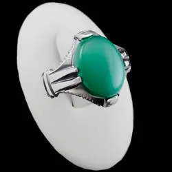 انگشتر عقیق سبز نقره مردانه طرح چهار چنگ اشکان