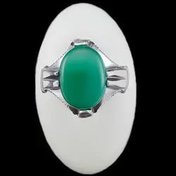 انگشتر عقیق سبز نقره مردانه طرح چهار چنگ اشکان