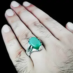 انگشتر عقیق سبز نقره مردانه طرح چهار چنگ اشکان