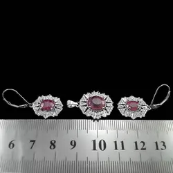 نیم ست یاقوت سرخ الماس تراش نقره زنانه طرح ایوان