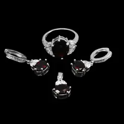 نیم ست گارنت الماس تراش نقره زنانه طرح پودنه