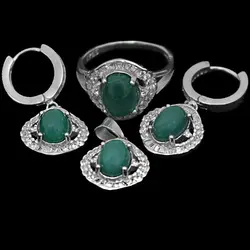 نیم ست عقیق سبز نقره زنانه طرح بهار