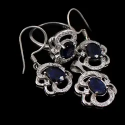 نیم ست یاقوت کبود الماس تراش نقره زنانه طرح سروین