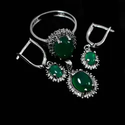 نیم ست نقره زنانه عقیق سبز طرح ژینوس