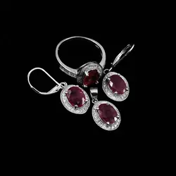 نیم ست یاقوت سرخ الماس تراش نقره زنانه طرح زلیخا