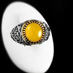 انگشتر شرف الشمس نقره مردانه طرح دورطلایی صلوات + حکاکی