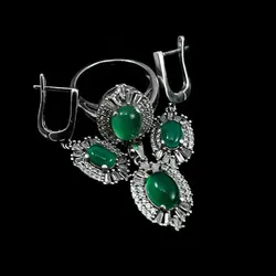 نیم ست عقیق سبز نقره زنانه طرح زرین تاج