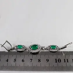 نیم ست عقیق سبز نقره زنانه طرح زرین تاج