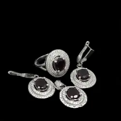 نیم ست گارنت الماس تراش نقره زنانه طرح فرگون