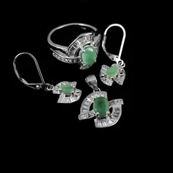 نیم ست زمرد زمبیا الماس تراش نقره زنانه طرح فاتن