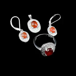 نیم ست عقیق سرخ یمنی نقره زنانه طرح بارام