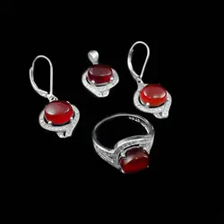 نیم ست عقیق سرخ یمنی نقره زنانه طرح فانام