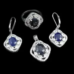 نیم ست یاقوت کبود الماس تراش نقره زنانه طرح راهانا