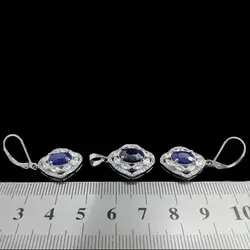 نیم ست یاقوت کبود الماس تراش نقره زنانه طرح راهانا