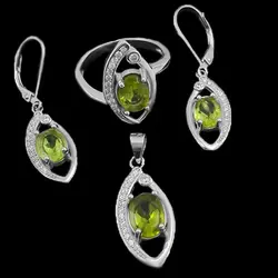 نیم ست زبرجد الماس تراش نقره زنانه طرح صوفیا