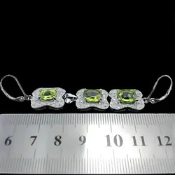 نیم ست زبرجد الماس تراش نقره زنانه طرح صنوبر