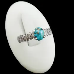 انگشتر فیروزه نیشابوری نقره زنانه طرح گلاب