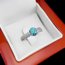 انگشتر فیروزه نیشابوری نقره زنانه طرح گلاب