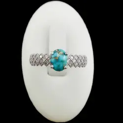 انگشتر فیروزه نیشابوری نقره زنانه طرح گلاب