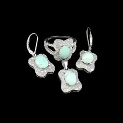 نیم ست فیروزه نیشابوری نقره زنانه طرح لمیا