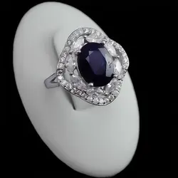 نیم ست یاقوت کبود الماس تراش نقره زنانه طرح لاریسا‌‌‌