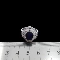 نیم ست یاقوت کبود الماس تراش نقره زنانه طرح لاریسا‌‌‌