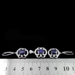 نیم ست یاقوت کبود الماس تراش نقره زنانه طرح گیتا‌‌‌