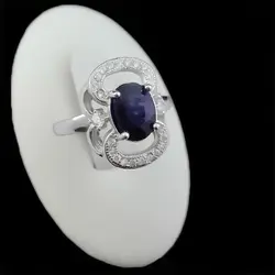 نیم ست یاقوت کبود الماس تراش نقره زنانه طرح گیتا‌‌‌