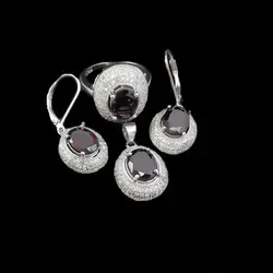 نیم ست گارنت الماس تراش نقره زنانه طرح گلنام‌‌‌