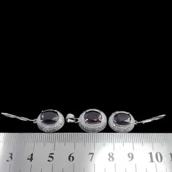 نیم ست گارنت الماس تراش نقره زنانه طرح گلنام‌‌‌