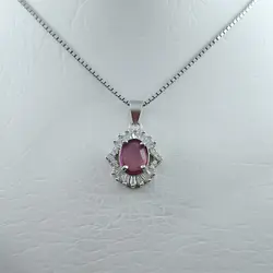 گردنبند یاقوت سرخ الماس تراش نقره زنانه طرح گلپر‌‌‌