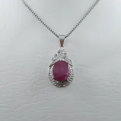گردنبند یاقوت سرخ الماس تراش نقره زنانه طرح گلاب
