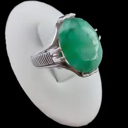 انگشتر نقره زمرد الماس تراش مردانه طرح چهار چنگ پارسان