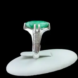 انگشتر نقره زمرد الماس تراش مردانه طرح چهار چنگ پارسان