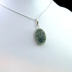 گردنبند یشم نقره مردانه و زنانه طرح عین علی (ع) + حرز امام جواد (ع)