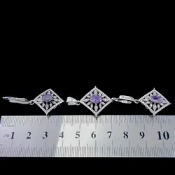 نیم ست نقره زنانه طرح احلام با سنگ آمیتیست الماس تراش