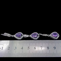 نیم ست نقره زنانه طرح احترام با سنگ آمیتیست الماس تراش