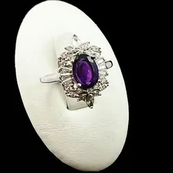 نیم ست نقره زنانه طرح صوفیا با سنگ آمیتیست الماس تراش