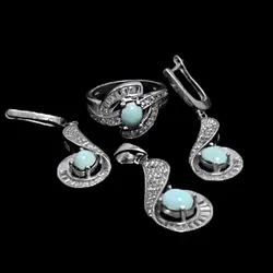 نیم ست فیروزه نیشابوری نقره زنانه طرح لیا