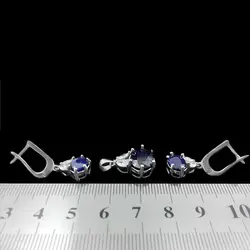 نیم ست یاقوت کبود الماس تراش نقره زنانه طرح رامانا