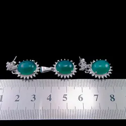 نیم ست نقره زنانه طرح اریسا با سنگ عقیق سبز اصلی