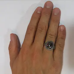 انگشتر نقره مردانه طرح صفوی دور چنگ با نگین حدید صینی+حکاکی ذکر افزایش رزق و روزی